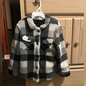 Wonder Nation Black and White Checkered Sherpa Jacket